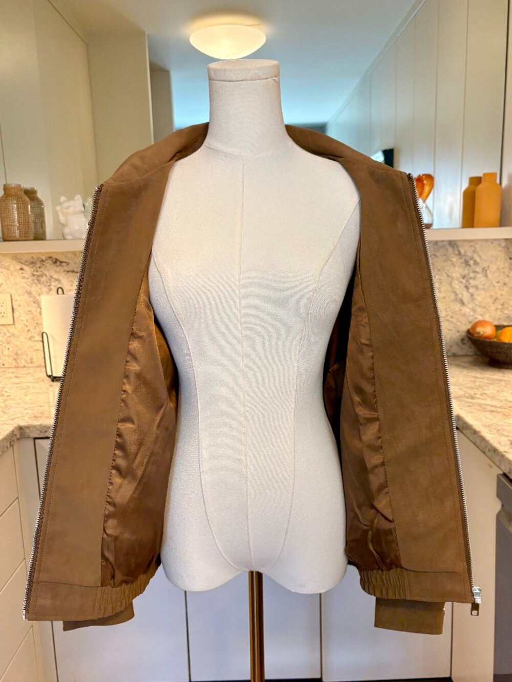 Easy Clothes Camel Oversized Bomber Jacket - Picture 7 of 9